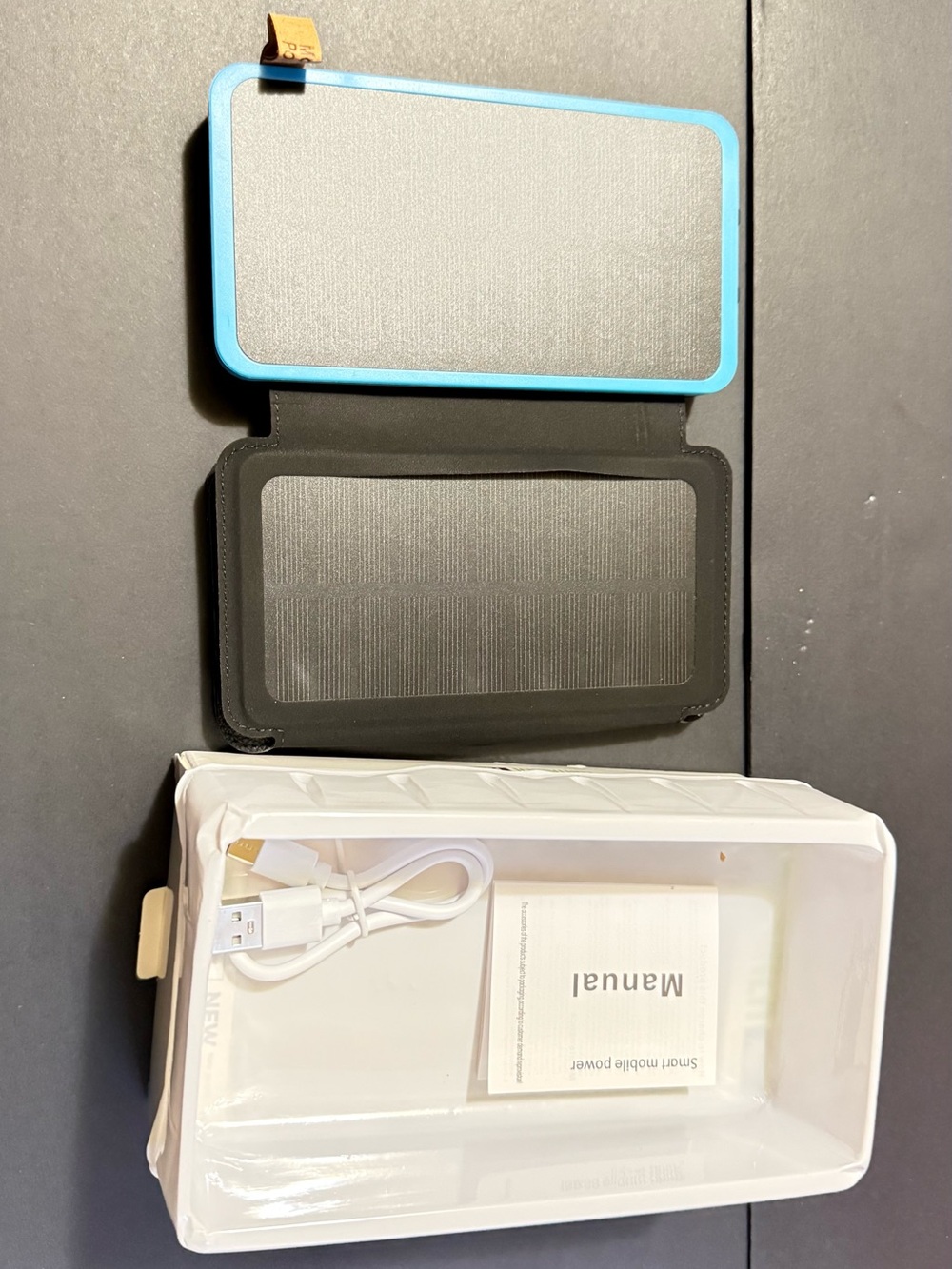 Foldable Solar Power Bank Charger - Blue/Black